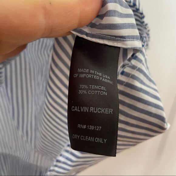 Calvin Rucker Pin Stripe Key Hole Front Lace Panel Tank Size XS - Picture 7 of 7